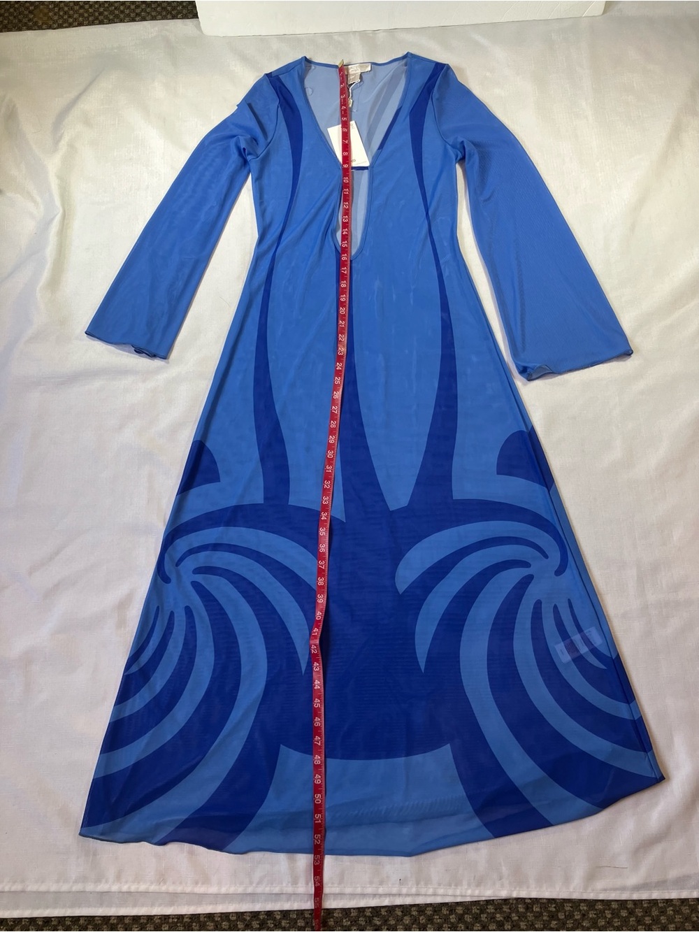 NWT STUNNING! Caroline Constas Sheer Maxi Swim Cover Up, Cobalt Blue, Size XS - Picture 8 of 16